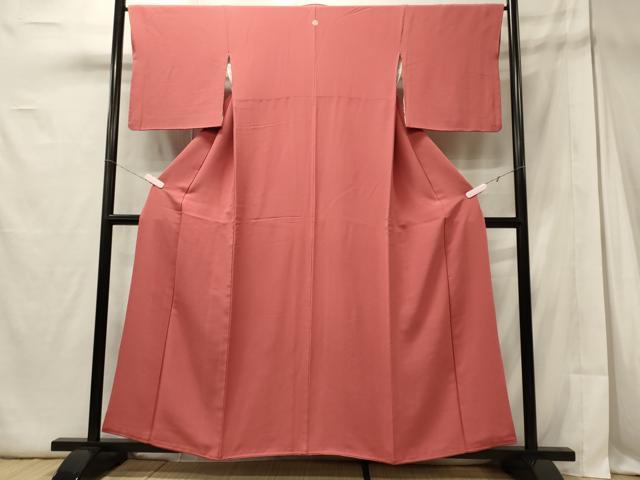 平和屋着物■上質な色無地 甚三紅色 正絹 逸品 CABD6752oy