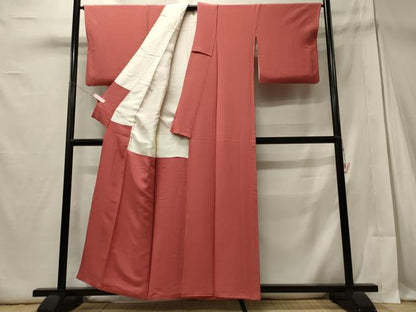 平和屋着物■上質な色無地 甚三紅色 正絹 逸品 CABD6752oy