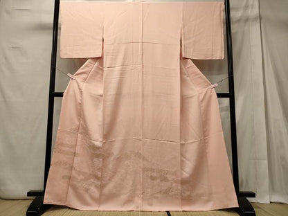 平和屋着物■色留訪問着　御所車花文　金糸　正絹　逸品　CABD6753oy