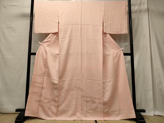 平和屋着物■色留訪問着　御所車花文　金糸　正絹　逸品　CABD6753oy