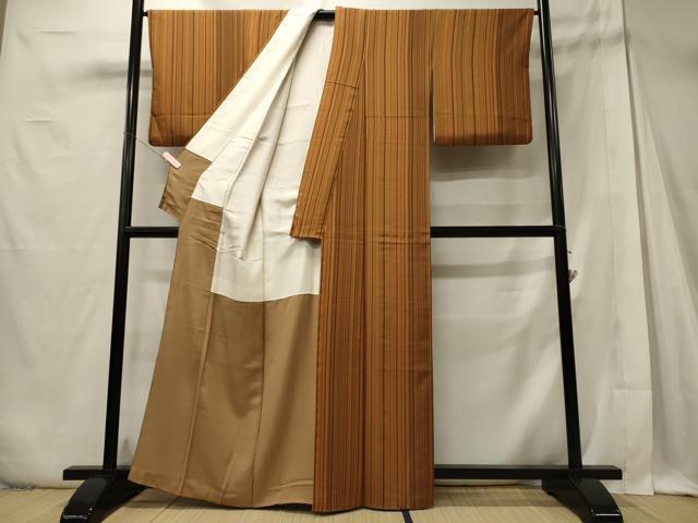 平和屋着物■上質な小紋　縞　正絹　逸品　CABD6766oy