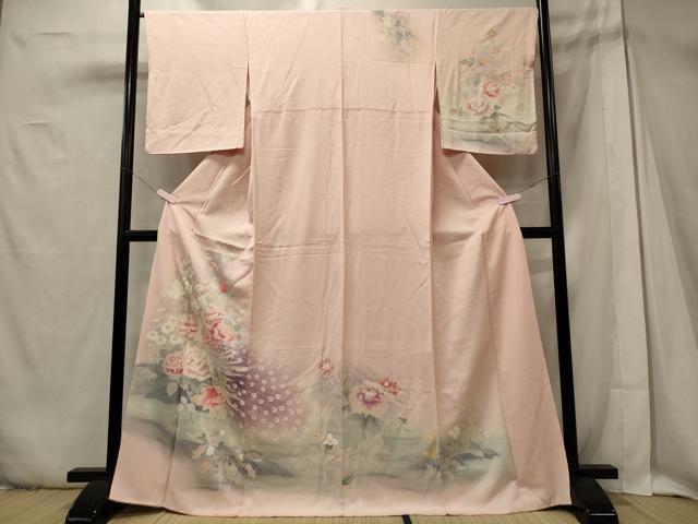 平和屋着物■訪問着 孔雀草花文 暈し染め 正絹 逸品 CABD6770oy