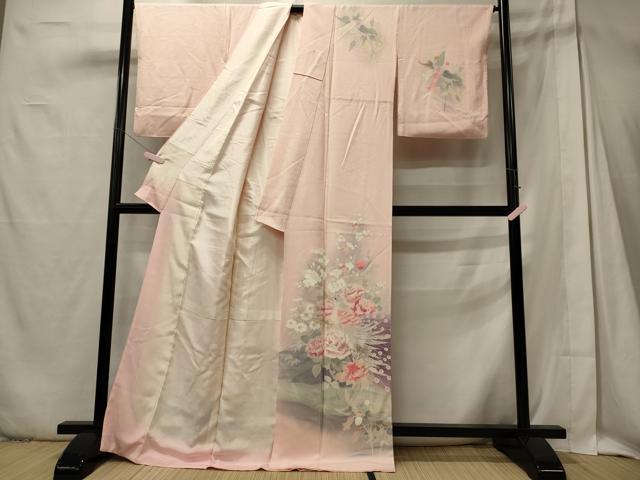 平和屋着物■訪問着 孔雀草花文 暈し染め 正絹 逸品 CABD6770oy