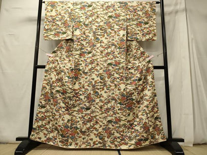 平和屋着物■上質な小紋 型染め 花鳥文 正絹 逸品 CABD6782oy