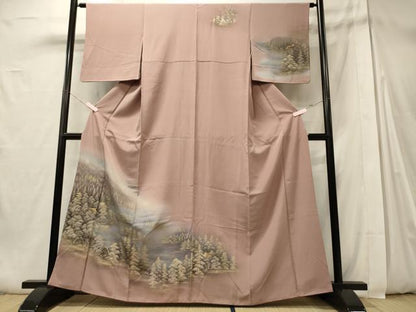 平和屋着物■訪問着 風景樹林文 暈し染め 金彩 三越扱い 正絹 逸品 CABD6784oy