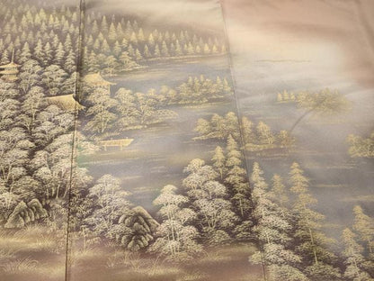 平和屋着物■訪問着 風景樹林文 暈し染め 金彩 三越扱い 正絹 逸品 CABD6784oy