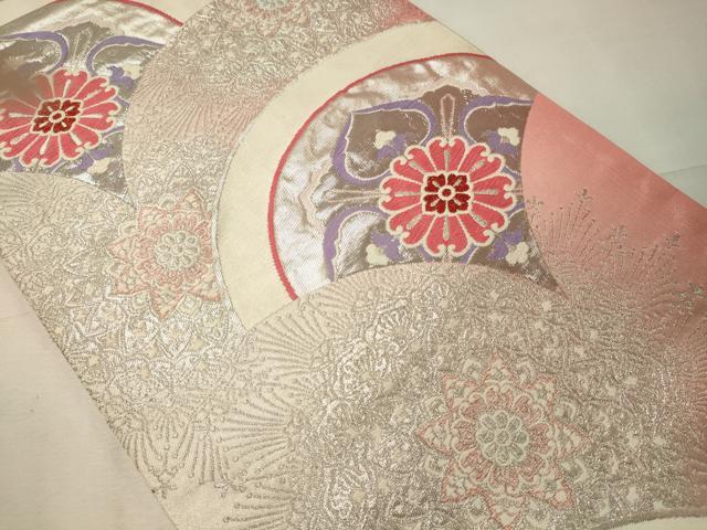 平和屋着物◎六通柄袋帯 唐織 正倉院花文 銀糸 正絹 逸品 CABD6788oy
