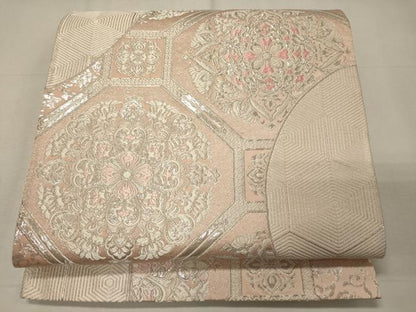 平和屋着物◎両面 六通柄袋帯 唐織 蜀江正倉院花文 銀糸 正絹 逸品 CABD6798oy