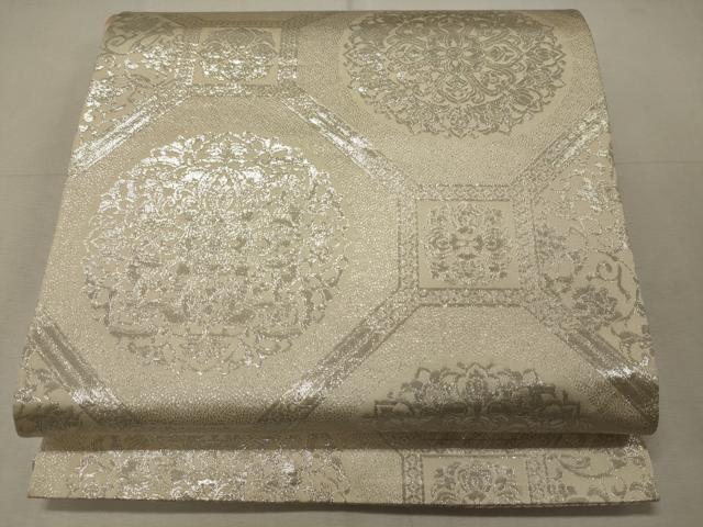平和屋着物◎両面 六通柄袋帯 唐織 蜀江正倉院花文 銀糸 正絹 逸品 CABD6798oy