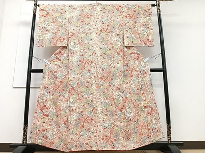 平和屋着物■上質な小紋 枝花文 正絹 逸品 CABD6802xe