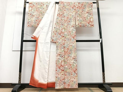 平和屋着物■上質な小紋 枝花文 正絹 逸品 CABD6802xe