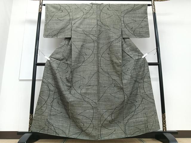 平和屋着物■上質な紬 幾何学文様 正絹 逸品 未使用 CABD6813xe