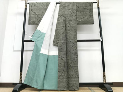 平和屋着物■上質な紬 幾何学文様 正絹 逸品 未使用 CABD6813xe