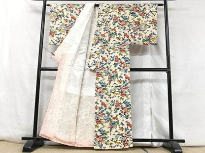 平和屋着物■上質な小紋 地紙花蝶文 正絹 逸品 CABD6822xe