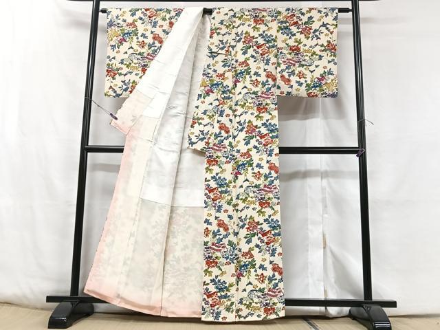 平和屋着物■上質な小紋 地紙花蝶文 正絹 逸品 CABD6822xe