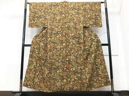 平和屋着物■上質な小紋 南天文 黒地 正絹 逸品 CABD6924xe