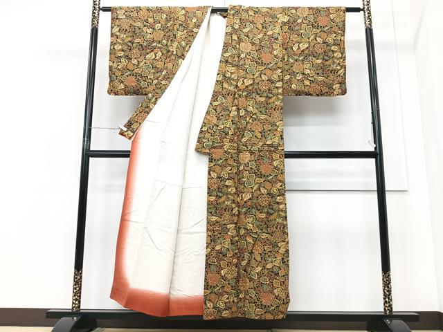 平和屋着物■上質な小紋 南天文 黒地 正絹 逸品 CABD6924xe