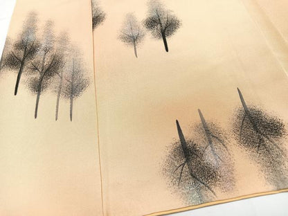 平和屋着物■訪問着 手描き 樹林文 暈し染め 銀彩 正絹 逸品 CABD6939xe