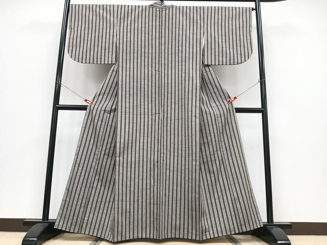 平和屋着物■上質な紬　縞　正絹　逸品　CABD6945xe