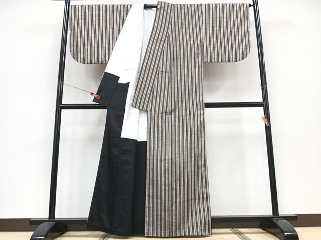 平和屋着物■上質な紬　縞　正絹　逸品　CABD6945xe