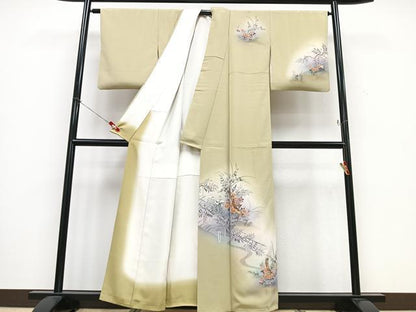 平和屋着物■訪問着 短冊草花文 暈し染め 金彩 正絹 逸品 CABD6949xe