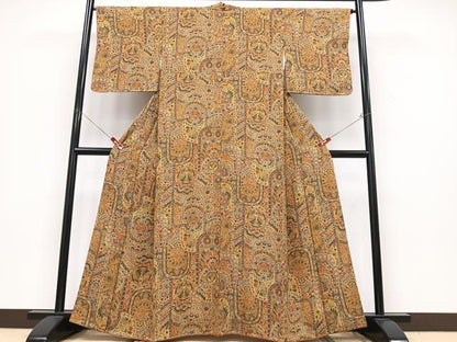 平和屋着物■上質な小紋 更紗草花文 正絹 逸品 CABD6954xe