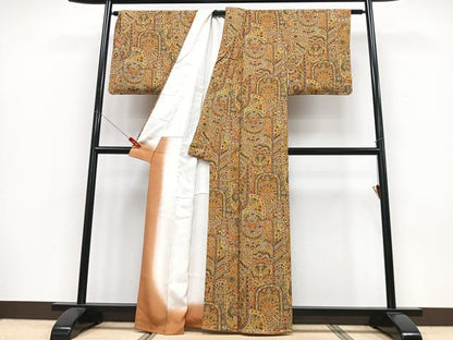 平和屋着物■上質な小紋 更紗草花文 正絹 逸品 CABD6954xe