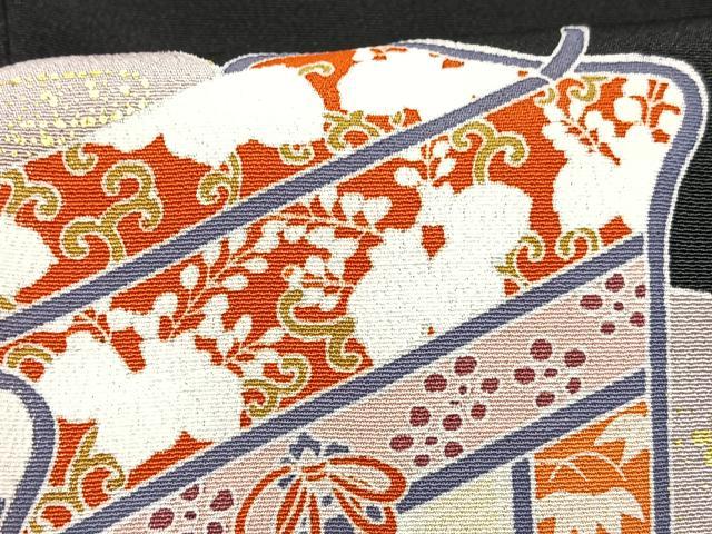 平和屋着物■豪華黒留袖　駒刺繍　御所車文　金彩　正絹　逸品　CABD6964xe