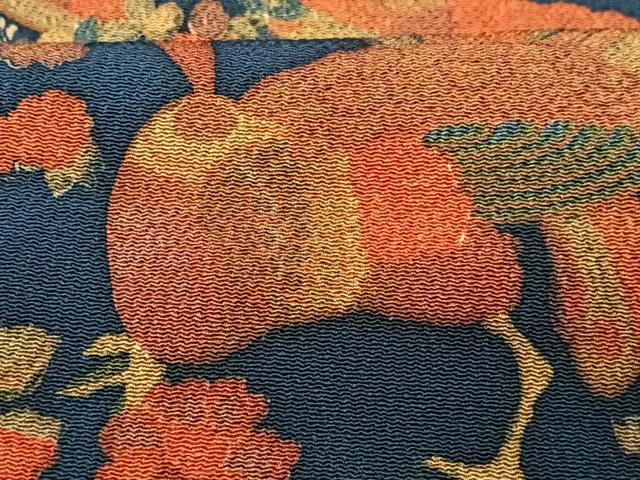 平和屋着物■上質な小紋 花鳥文 鬼しぼ縮緬 正絹 逸品 CABD6971xe