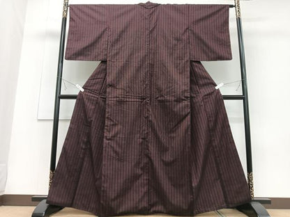 平和屋着物■上質な紬　縞　正絹　逸品　CABD6972xe