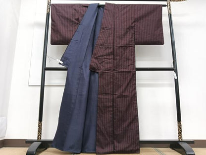 平和屋着物■上質な紬　縞　正絹　逸品　CABD6972xe
