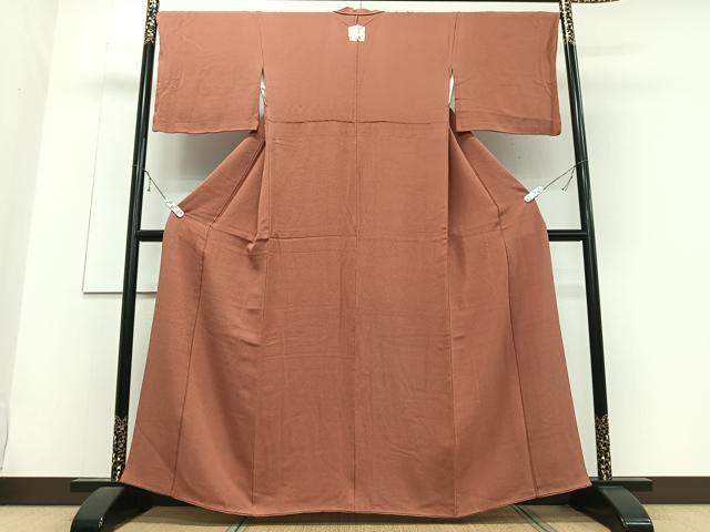 平和屋着物■上質な色無地 赤茶色 正絹 逸品 CABD6973xe
