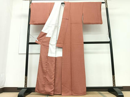 平和屋着物■上質な色無地 赤茶色 正絹 逸品 CABD6973xe