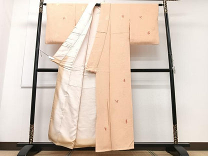 平和屋着物■訪問着 地紋起こし 舞葉文 正絹 逸品 CABD6975xe