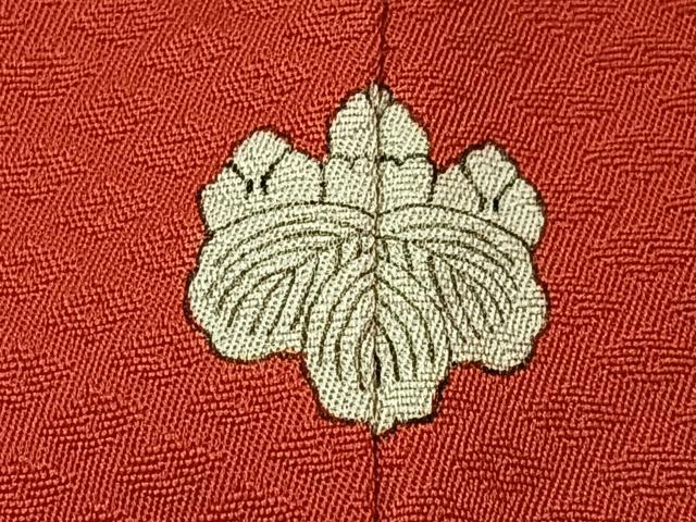 平和屋着物■上質な色無地 吉祥花地紋 臙脂色 正絹 逸品 未使用 CABD6977xe