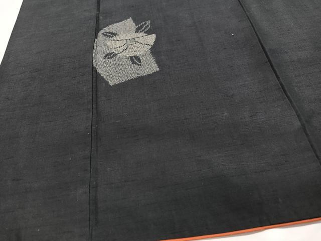 平和屋着物■上質な紬　舞椿文　黒地　正絹　逸品　CABD7080xe