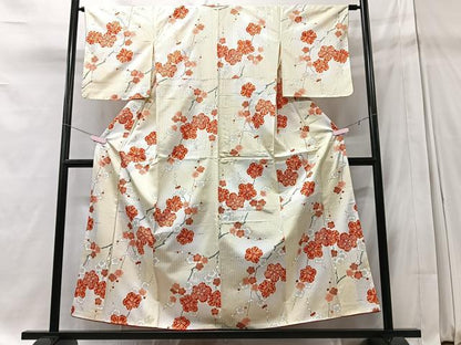 平和屋着物■上質な小紋 枝梅文 正絹 逸品 未使用 CABD7111xe