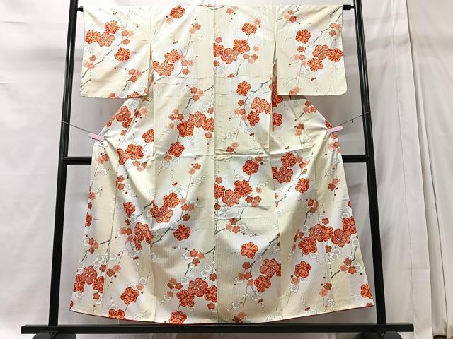 平和屋着物■上質な小紋 枝梅文 正絹 逸品 未使用 CABD7111xe