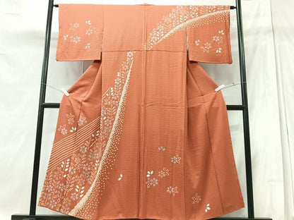 平和屋着物■訪問着 絞り 草花文 正絹 逸品 CABD7112xe