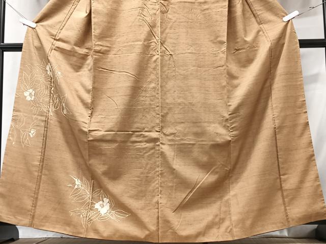 平和屋着物■訪問着　紬地　草花文　正絹　逸品　CABD7117xe