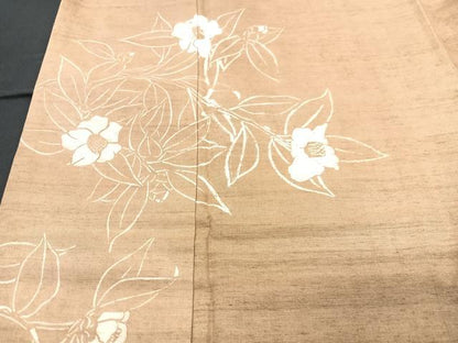 平和屋着物■訪問着　紬地　草花文　正絹　逸品　CABD7117xe