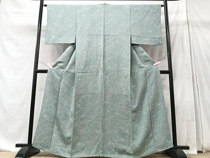 平和屋着物■上質な小紋 草花文 鬼しぼ縮緬 正絹 逸品 CABD7129xe