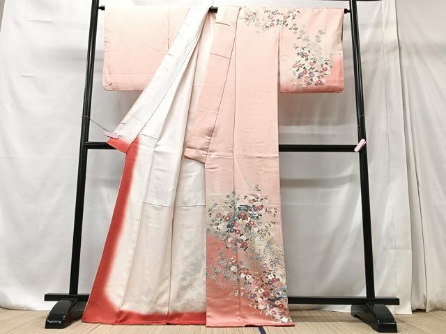 平和屋着物■訪問着　扇面舞鳥文　暈し染め　正絹　逸品　CABD7132xe