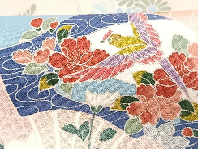 平和屋着物■訪問着　扇面舞鳥文　暈し染め　正絹　逸品　CABD7132xe