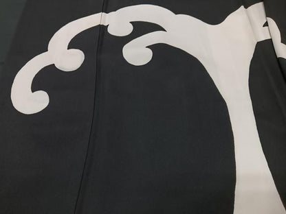 平和屋着物●訪問着　立波文　黒地　ロング丈　正絹　逸品　CABD7134xe