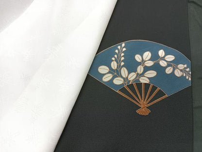 平和屋着物■豪華黒留袖　作家物　駒刺繍　扇面花文　金彩　正絹　逸品　CABD7138xe