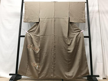 平和屋着物■豪華色留袖　総刺繍　花蝶文　正絹　逸品　CABD7145xe