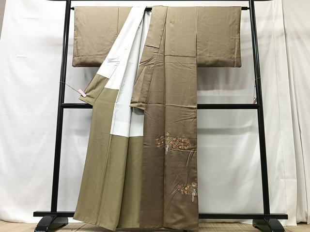 平和屋着物■豪華色留袖　総刺繍　花蝶文　正絹　逸品　CABD7145xe