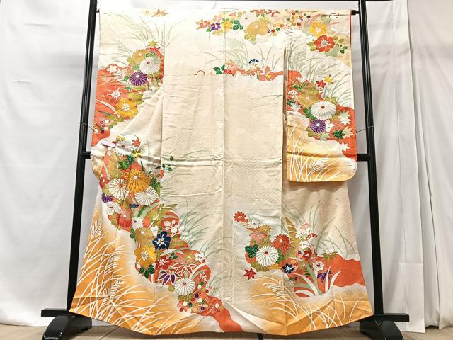 平和屋着物■豪華振袖 草花文 金彩 正絹 逸品 CABD7153xe