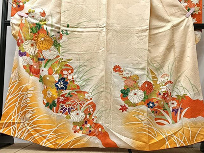 平和屋着物■豪華振袖 草花文 金彩 正絹 逸品 CABD7153xe